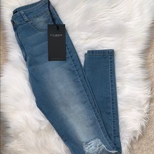 Fit jeans high waist ripped jeans